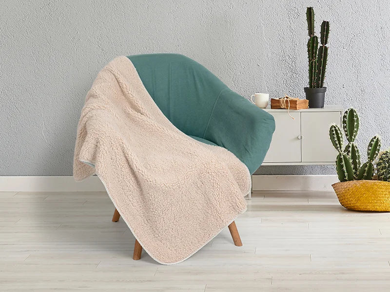 Sherpa Lined Sublimation Minky Blanket(Khaki/White, 76*101cm/30inchx 40inch)