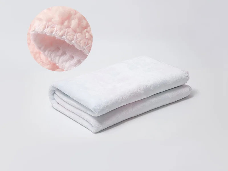 Sherpa Lined Sublimation Minky Blanket(Pink/White, 127*152cm/50inchx 60inch)