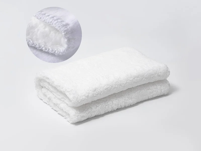 Sherpa Lined Sublimation Minky Blanket(Full White, 127*152cm/50inchx 60inch)
