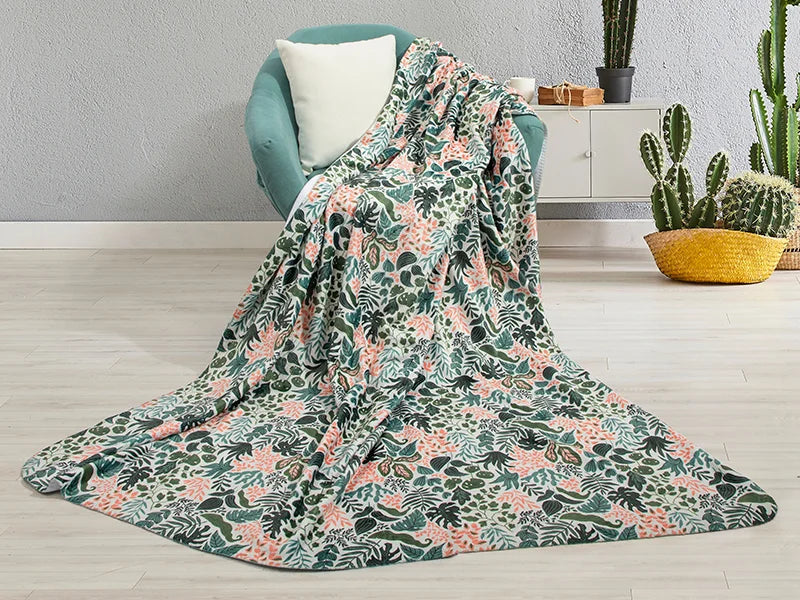 Sherpa Lined Sublimation Minky Blanket(Khaki/White, 152*203cm/60inchx 80inch)