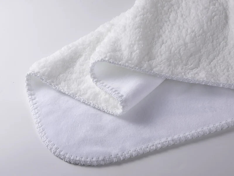 Sherpa Lined Sublimation Minky Blanket(Full White, 152*203cm/60inchx 80inch)