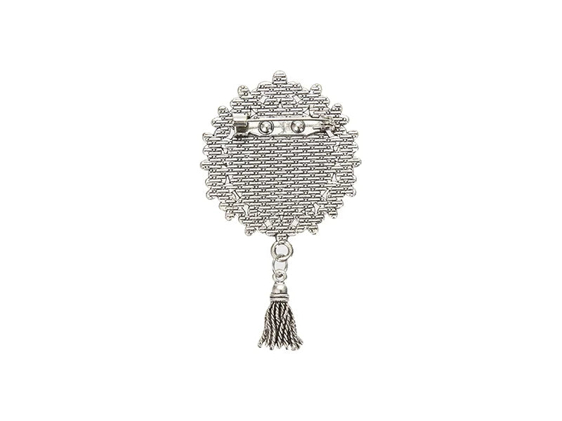 Sublimation Blanks Pin Brooch Charm w/ Tassel Pendant (Round, 4*4.9cm)
