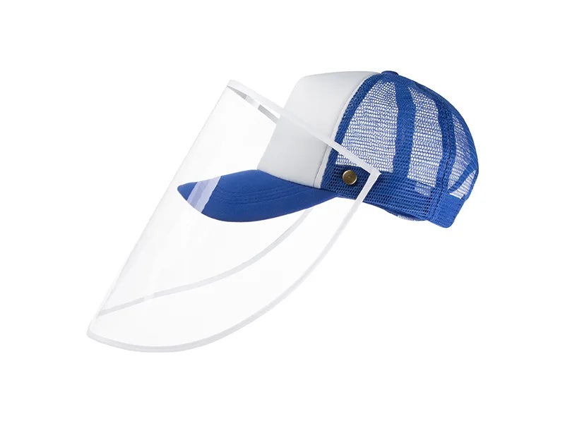 Sublimation Adult Mesh Cap w/ Removable Face Shield (Blue)