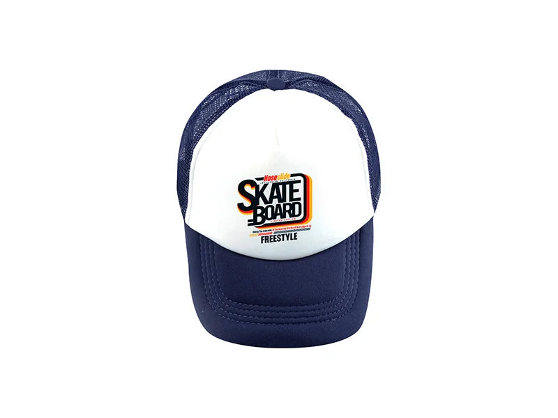 Sublimation Adult Trucker Cap(Navy Blue w/ White Panel)