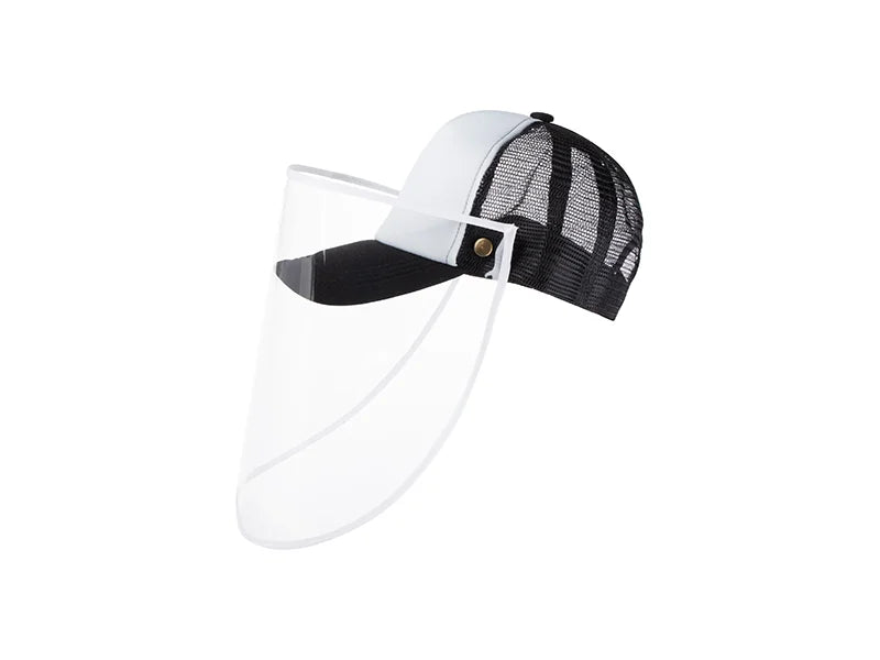Sublimation Adult Mesh Cap w/ Removable Face Shield (Black)