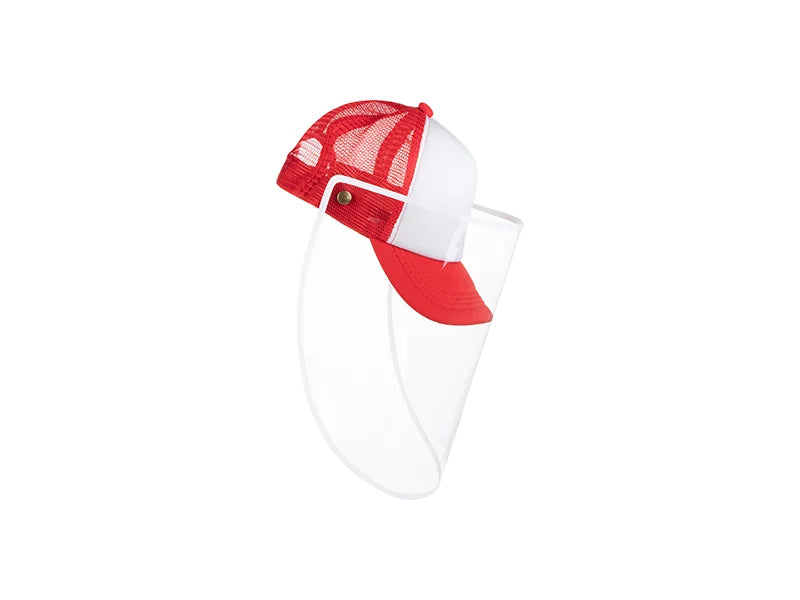 Sublimation Kids Mesh Cap w/ Removable Face Shield (Red)