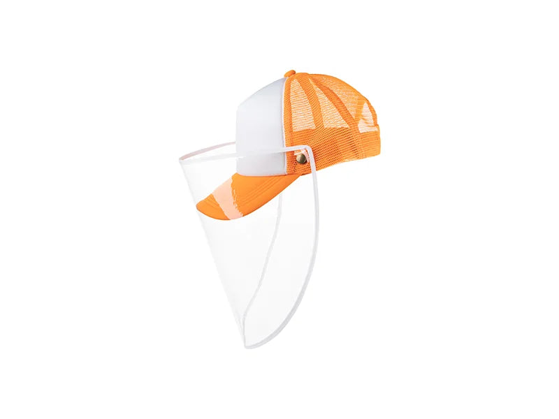 Sublimation Adult Mesh Cap w/ Removable Face Shield (Orange)