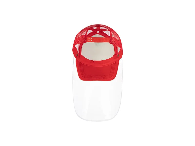 Sublimation Adult Mesh Cap w/ Removable Face Shield (Red)