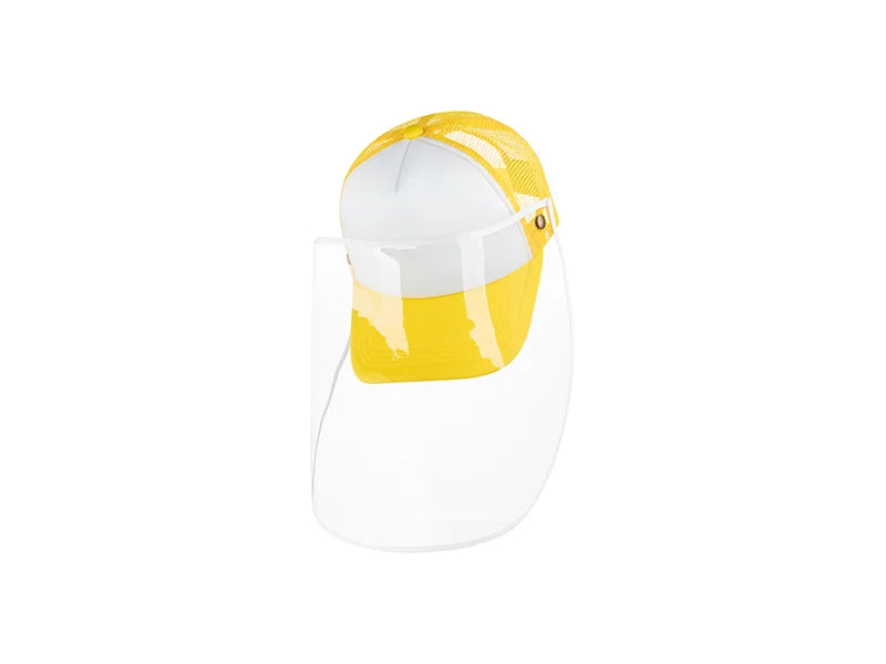 Sublimation Adult Mesh Cap w/ Removable Face Shield (Yellow)