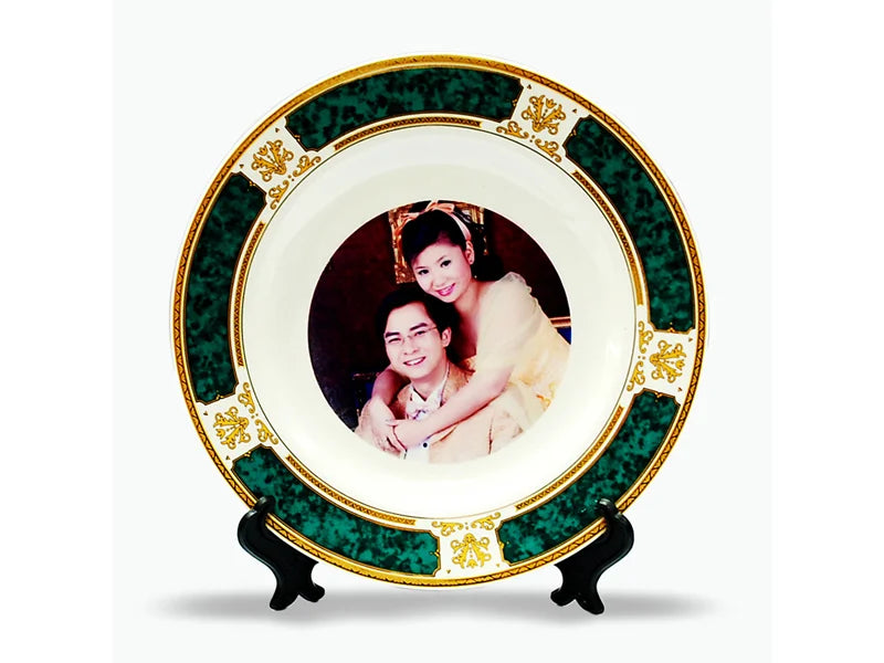 Sublimation 7.5'' Rim Plate with Green Design