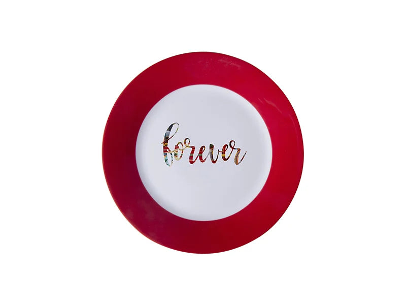 Sublimation 8inch Plate w/ Red Edge