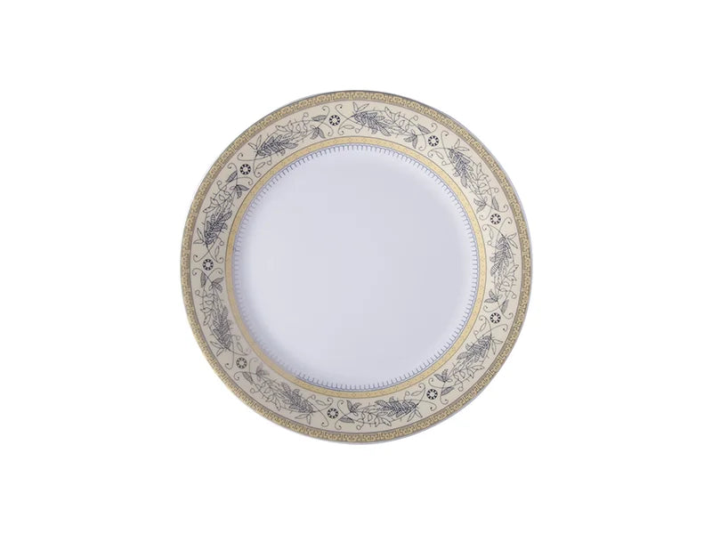Sublimation 8inch Rim Plate w/ Gold Rim and Leaves