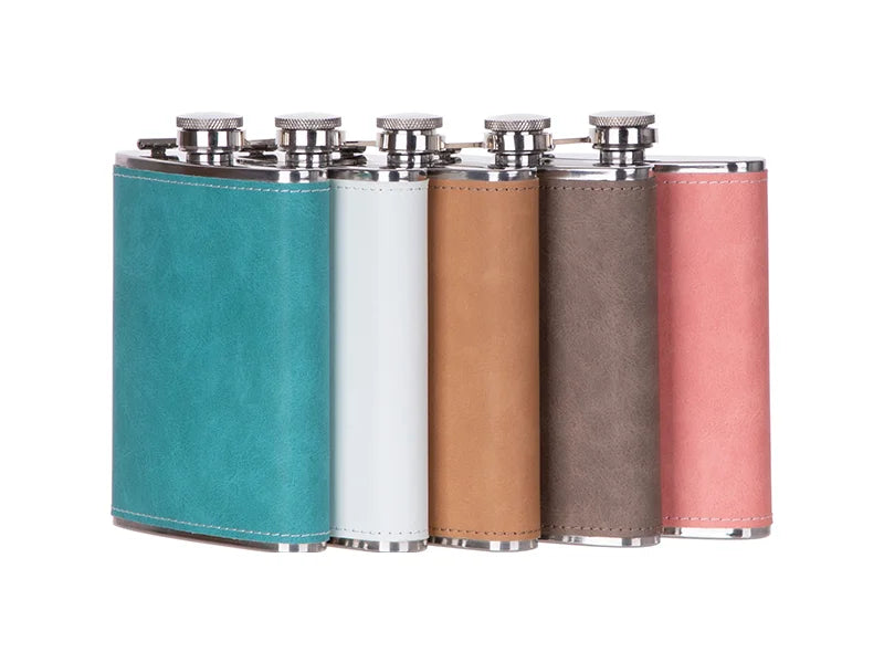 Sublimation 8oz/240ml Stainless Steel Flask with PU Cover (Light Brown)
