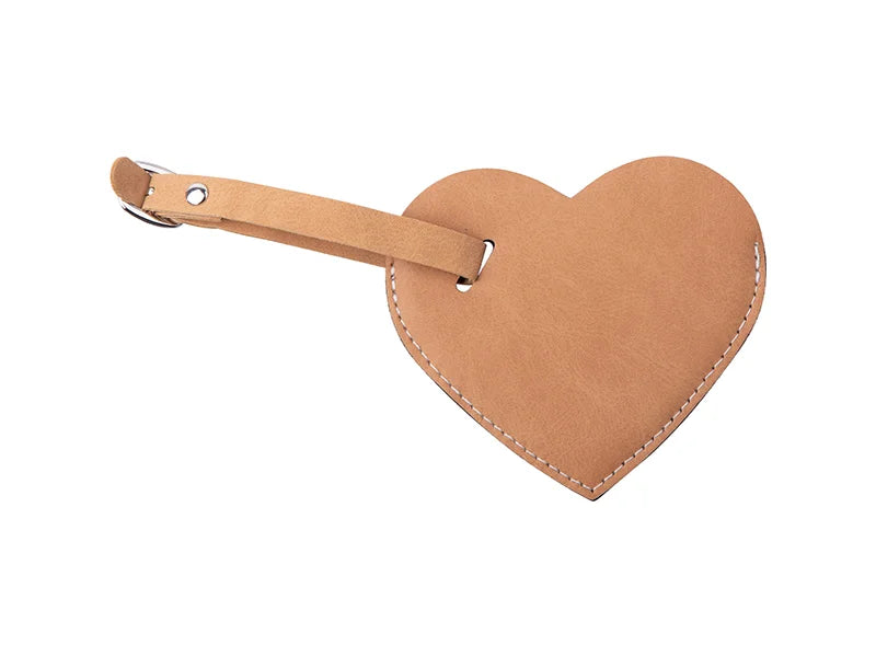Sublimation Double Side PU Leather Luggage Tag (Brown, Heart Shape)