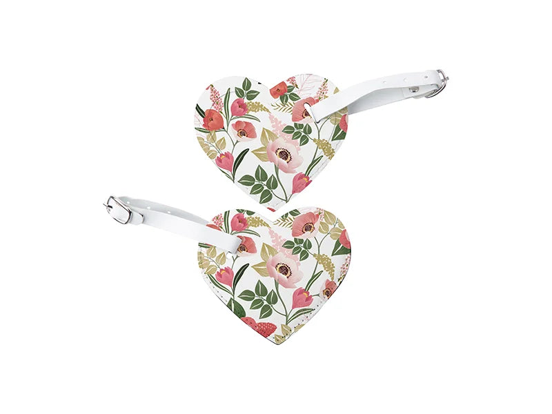 Sublimation Double Side PU Leather Luggage Tag (White, Heart Shape)