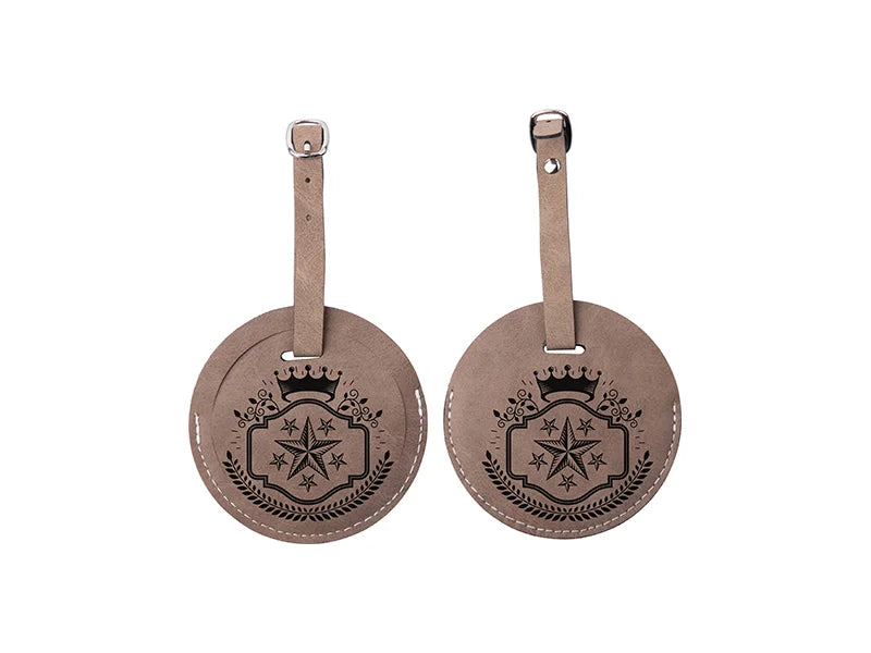 Sublimation Double Side PU Leather Luggage Tag (Gray, Round Shape)