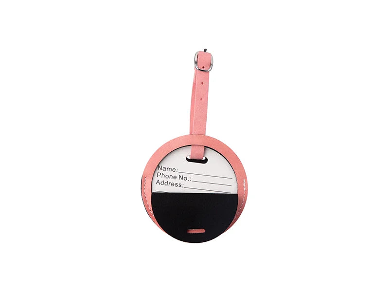 Sublimation Double Side PU Leather Luggage Tag (Pink, Round Shape)