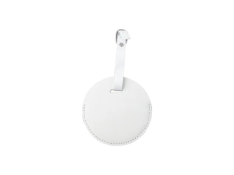 Sublimation Double Side PU Leather Luggage Tag (White, Round Shape)