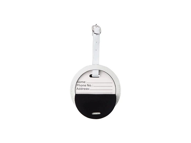 Sublimation Double Side PU Leather Luggage Tag (White, Round Shape)