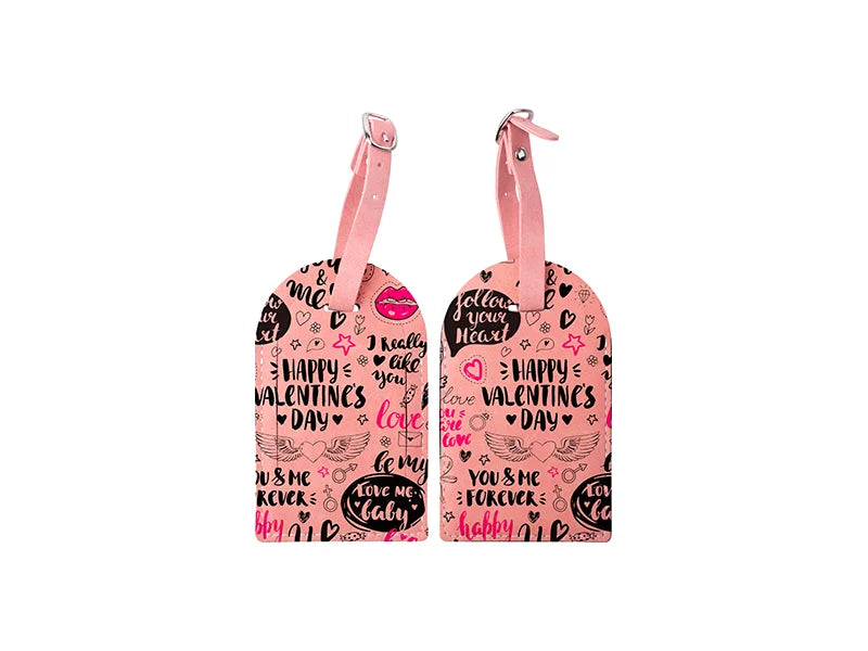 Sublimation Double Side PU Leather Luggage Tag (Pink, Arcuation Shape)