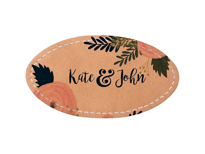 Sublimation PU Leather Badge Name Tag (Brown, Oval)