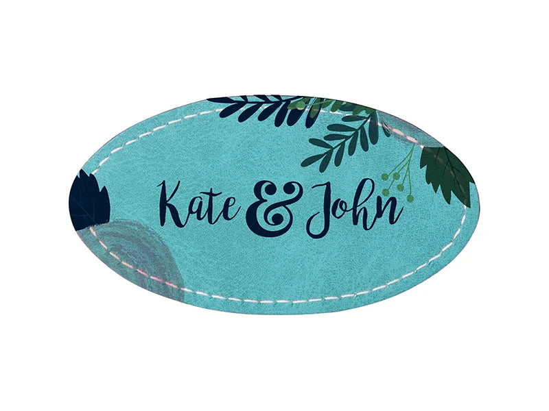 Sublimation PU Leather Badge Name Tag (Green, Oval)