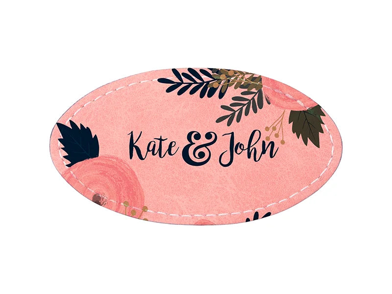 Sublimation PU Leather Badge Name Tag (Pink, Oval)