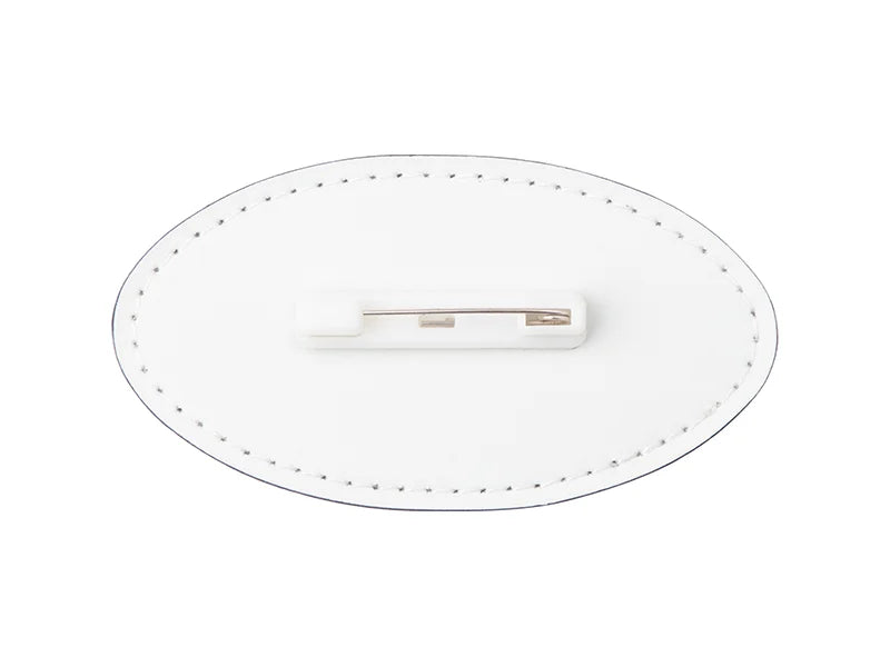 Sublimation PU Leather Badge Name Tag (White, Oval)