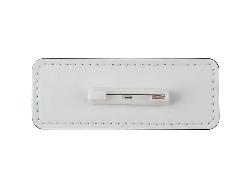 Sublimation PU Leather Badge Name Tag (White, Small Rectangle)