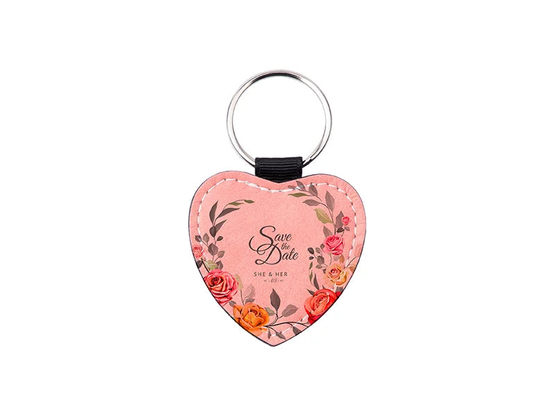 Sublimation PU Leather Key Chain (Pink, Heart)
