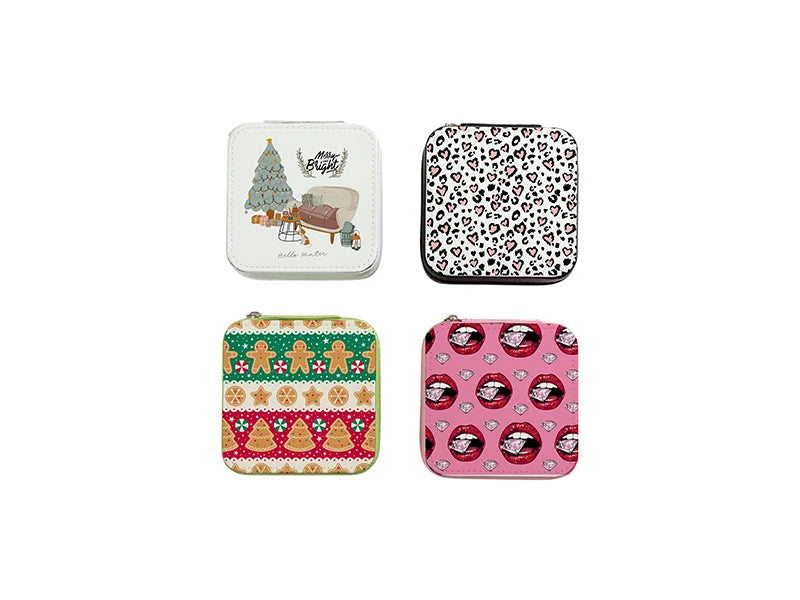 Sublimation Blanks PU Jewelry Box w/insert (10*10*5cm,Pink)