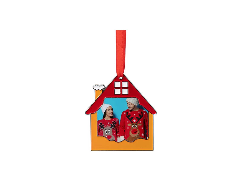 3” Sublimation Blank Red House Metal Ornament
