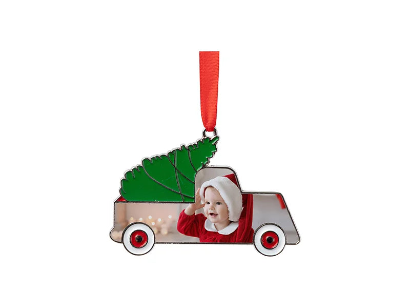 3” Sublimation Blank Christmas PEACE Truck Metal Ornament