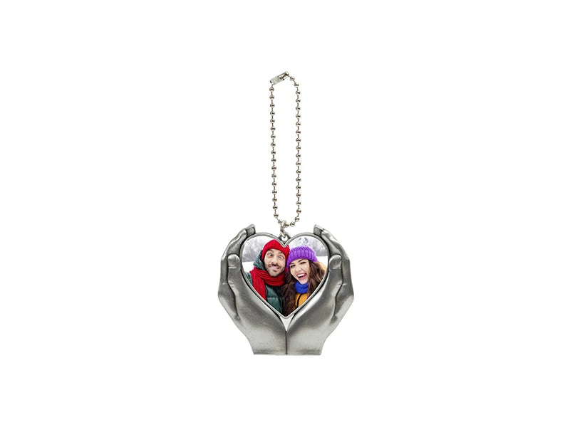 Sublimation Blanks Vintage Heart in Hands Ornament (Silver)