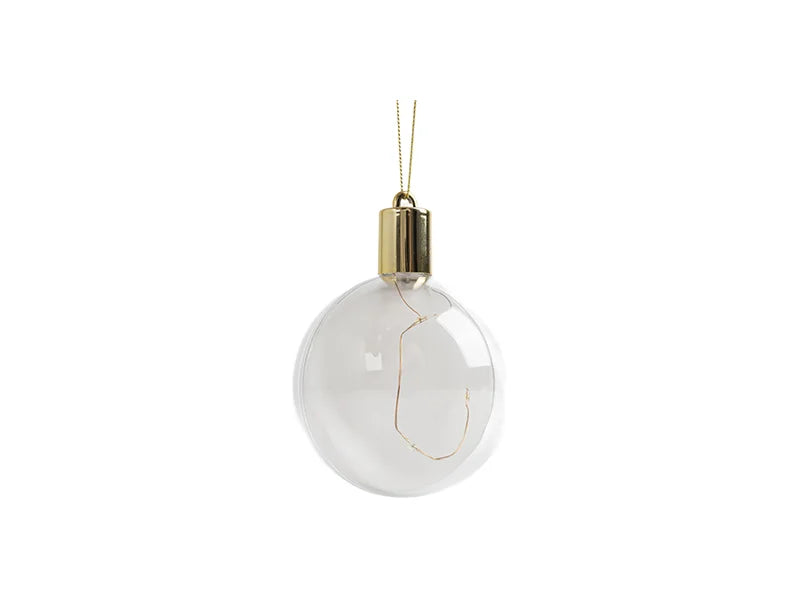Sublimation 8cm RND Plastic Christmas Ball Ornament w/String(Clear w/ Warm light)