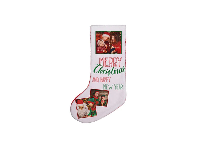 Sublimation Blended Plush Christmas Stocking (Red w/ White)