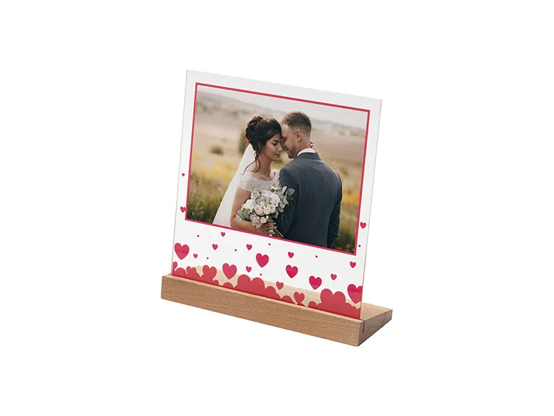 Sublimation Blanks Square Glass Photo Frame w/ White Patch (Red LOVE, 20*20cm)