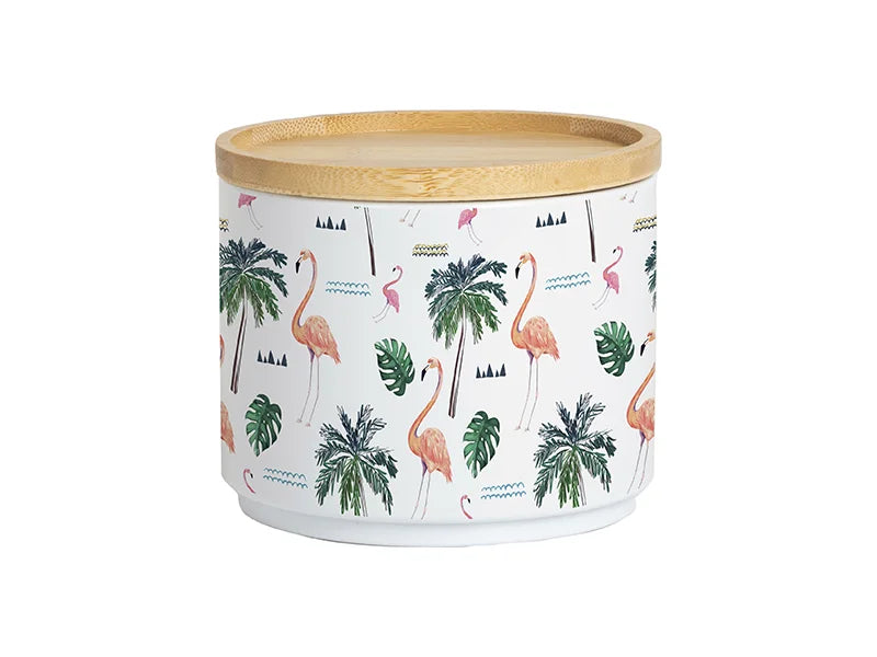 Stackable Sublimation Tin Canister w/ Bamboo Lid