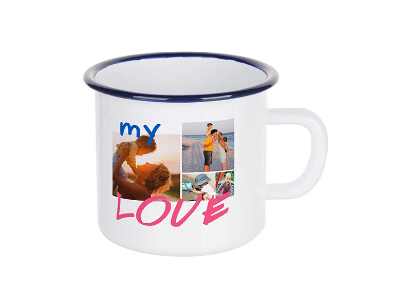 Sublimation 17oz/500ml Enamel Mug with Blue Rim