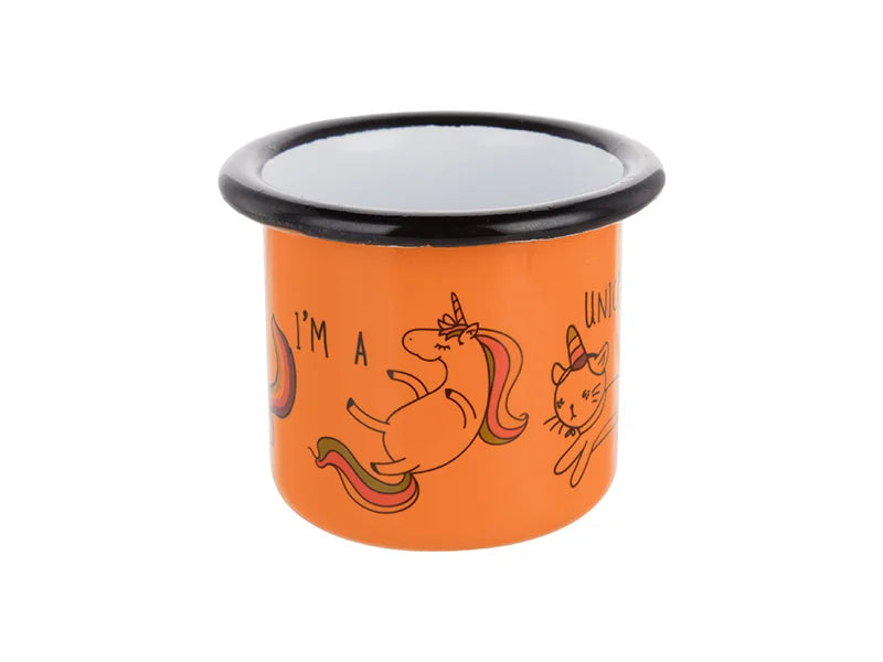 Sublimation 3oz/100ml Enamel Mug (Orange, Black Edge)