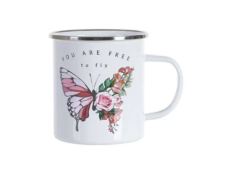 Sublimation Blanks 17oz/500ml Enamel Cup w/ Flat Bottom(White)
