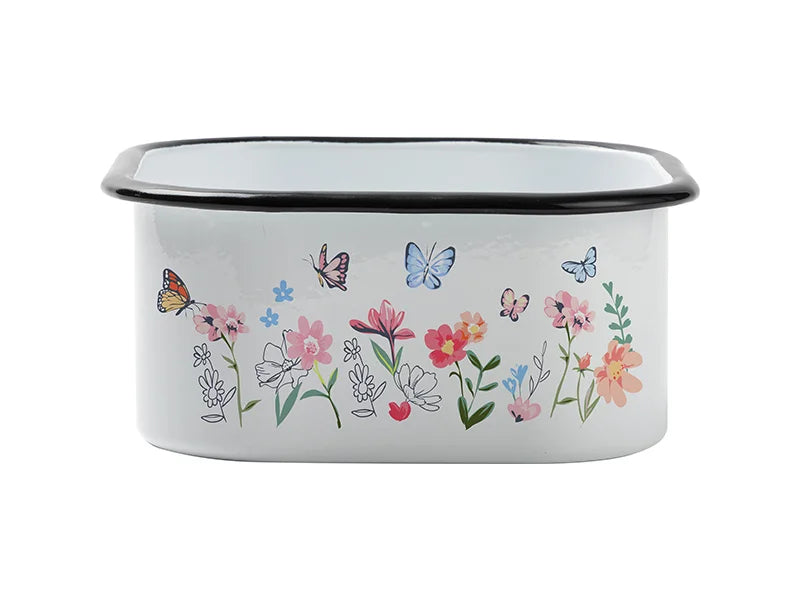 Sublimation Blanks White Square Enamel Plate(Black Edge, 16*16cm)