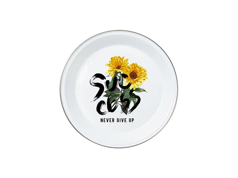 Sublimation Blanks White Round Enamel Plate(Silver Edge, φ25cm)