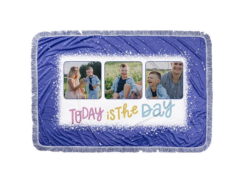 Sublimation Blanks Bleached Starry Plush Throw Blanket (Blue Rectangle)