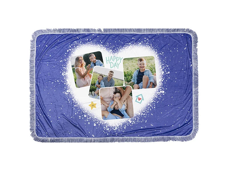 Sublimation Blanks Bleached Starry Plush Throw Blanket (Blue Heart)