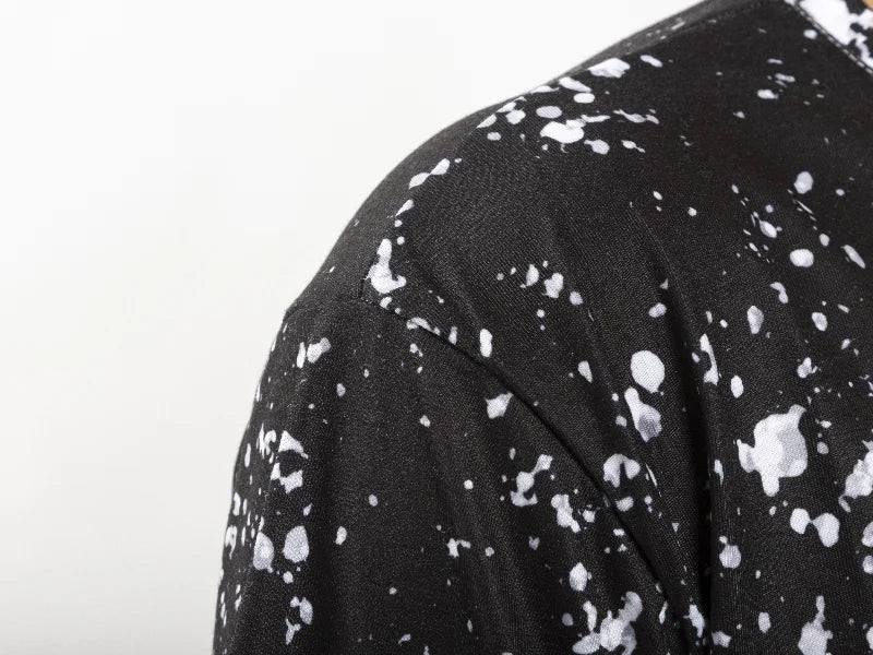 Black Bleached Starry Cotton Feeling T-shirt for Sublimation Printing