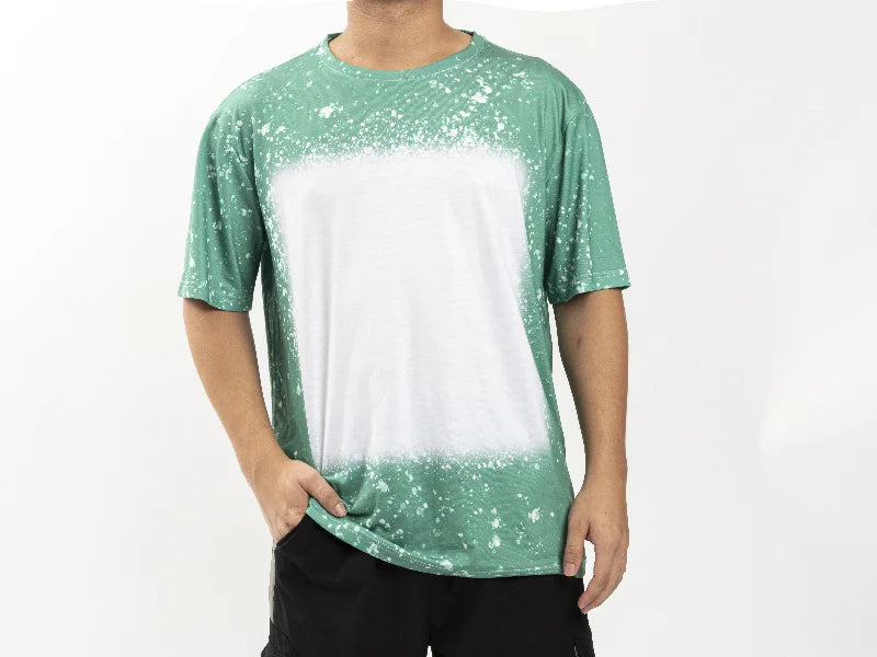 Green Bleached Starry Cotton Feeling T-shirt for Sublimation Printing