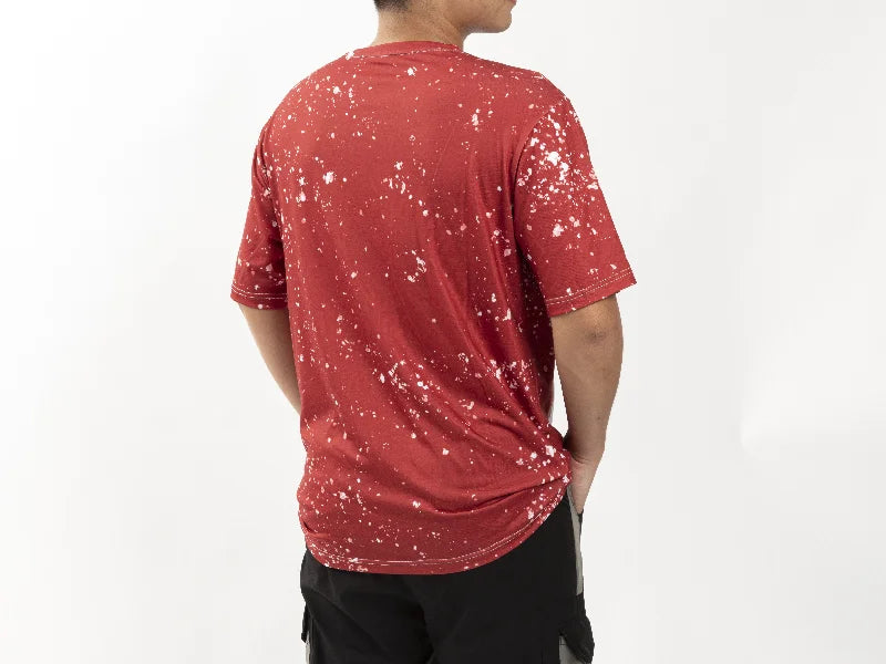 Red Bleached Starry Cotton Feeling T-shirt for Sublimation Printing