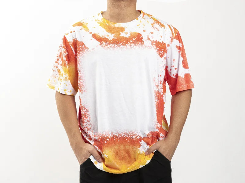 Dreams Orange Bleached Leopard Cotton Feeling T-shirt for Sublimation Printing