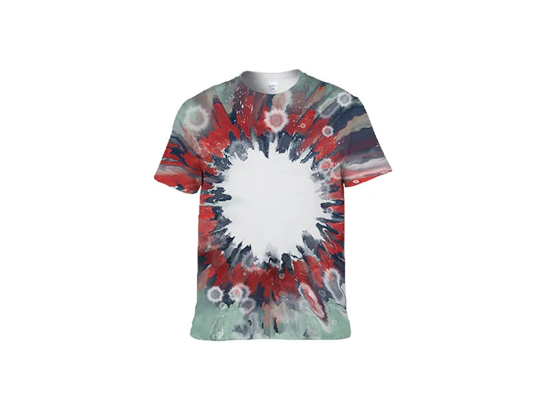 Red Bleached Bloom Cotton Feeling T-shirt for Sublimation Printing